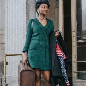 Zara Green Tweed Dress ✨Blogger Favorite✨
